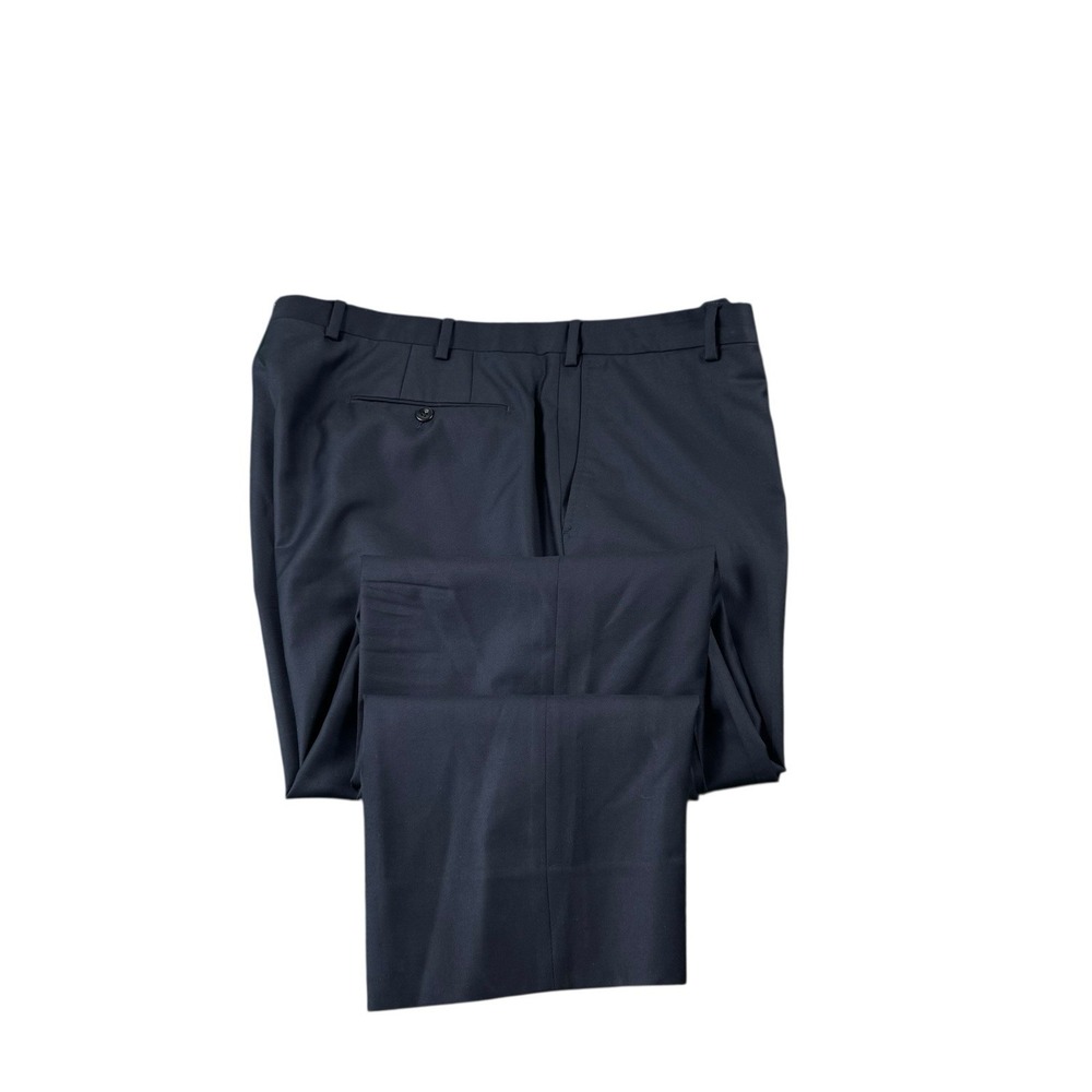 Incotex Black Super 150s Wool Flat Front Men's Trouser Size 42x30